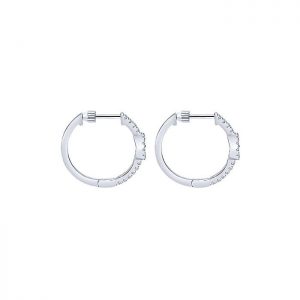 14k White Gold Diamond Huggie Earrings EG11760W45JJ