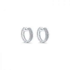 14k White Gold Diamond Huggie Earrings EG12501W45JJ