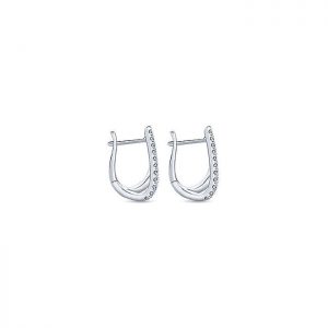 14k White Gold Diamond Huggie Earrings EG13174W45JJ