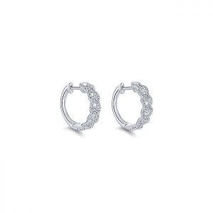 14k White Gold Diamond Huggie Earrings EG13232W45JJ