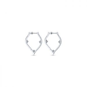14k White Gold Diamond Intricate Hoop Earrings EG12071W45JJ