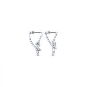 14k White Gold Diamond Intricate Hoop Earrings EG13177W45JJ