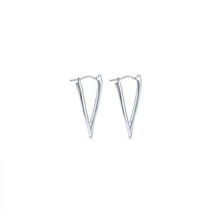 14k White Gold Diamond Intricate Hoop Earrings EG9858W44JJ