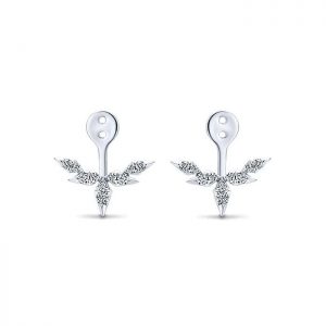 14k White Gold Diamond Jacket Earrings EG12911W45JJ