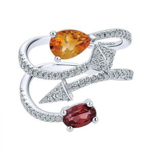 14k White Gold Diamond Multi Color Stones Fashion Ladies' Ring LR50628W45MC