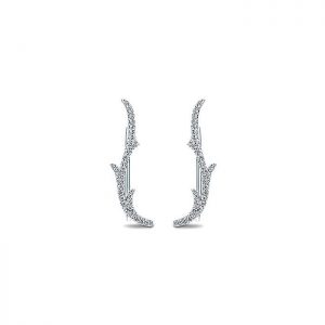 14k White Gold Diamond Nature Inspired Earcuffs Earrings EG12935W45JJ