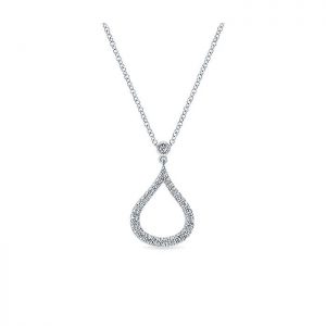 14k White Gold Diamond Pave Droplet Fashion Necklace NK4386W45JJ