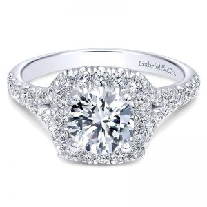 14K White Gold Diamond Pave Halo 14K White Gold Engagement Ring ER10290W44Jj