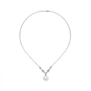 14k White Gold Diamond Pearl Fashion Necklace NK1420W45PL