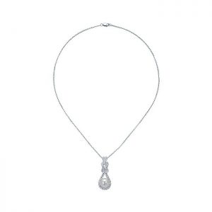 14k White Gold Diamond Pearl Fashion Necklace NK1777W44PL