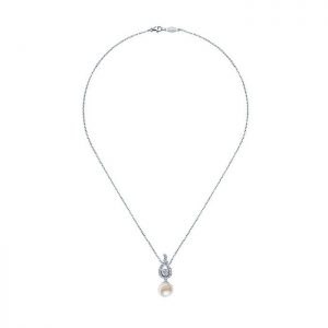 14k White Gold Diamond Pearl Fashion Necklace NK4356W45PL