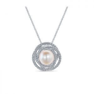 14k White Gold Diamond Pearl Fashion Necklace NK5088W45PL