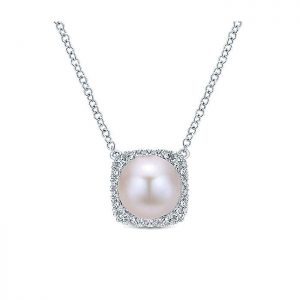 14k White Gold Diamond Pearl Fashion Necklace NK5263W45PL