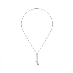 14k White Gold Diamond Pearl Lariat Necklace NK1418W45PL