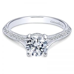 14K White Gold Diamond Petite Pave Split Shank 14K White Gold Engagement Ring ER6286W44Jj