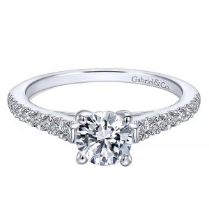 14K White Gold Diamond Petite Pave Straight 14K White Gold Engagement Ring ER12297R3W44Jj