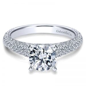 14K White Gold Engagement Ring ER7538W44Jj