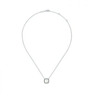 14k White Gold Diamond Rock Crystal Fashion Necklace NK5466W45CL