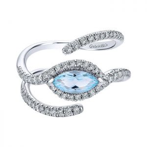 14k White Gold Diamond Sky Blue Topaz Fashion Ladies' Ring LR50625W45LB