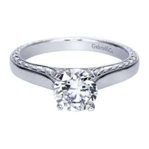 14k White Gold Diamond Solitaire Engagement Ring ER8046W44JJ