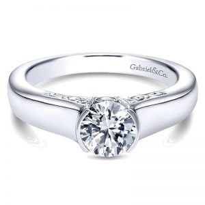 14k White Gold Diamond Solitaire Engagement Ring ER9057W44JJ