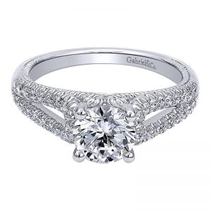 14k White Gold Diamond Split Shank Engagement Ring ER10285W44JJ