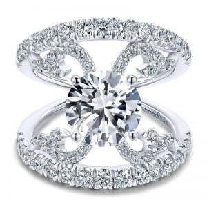 14K White Gold Diamond Split Shank 14K White Gold Engagement Ring ER12419R6W44Jj