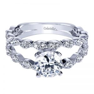 14k White Gold Diamond Split Shank Engagement Ring ER4231W44JJ