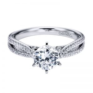 14k White Gold Diamond Split Shank Engagement Ring ER6669W44JJ