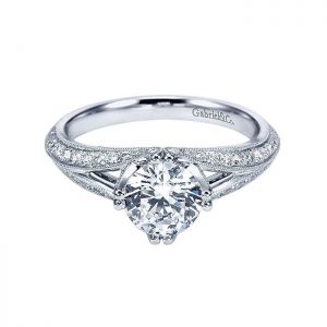 14k White Gold Diamond Split Shank Engagement Ring ER6946W44JJ