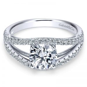 14K White Gold Diamond Split Shank 14K White Gold Engagement Ring ER7726W44Jj
