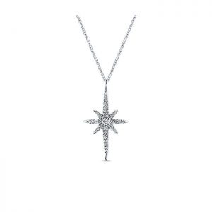 14k White Gold Diamond Star Pave Fashion Necklace NK4842W45JJ