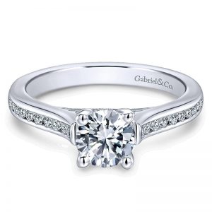 14K White Gold Diamond Straight Channel 14K White Gold Engagement Ring ER12321R3W44Jj