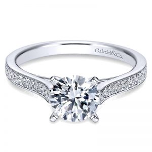 14K White Gold Diamond Straight Channel 14K White Gold Engagement Ring ER7444W44Jj