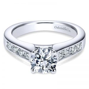 14K White Gold Diamond Straight Channel With European Shank 14K White Gold Engagement Ring ER3962W44