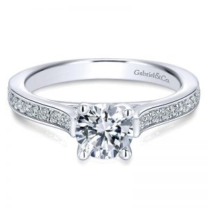 14K White Gold Diamond Straight Channel With Peg Head Setting 14K White Gold Engagement Ring ER12279