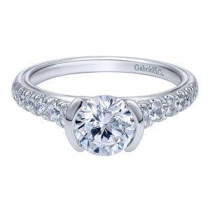 14k White Gold Diamond Straight Engagement Ring ER10121W44JJ