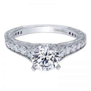 14K White Gold Diamond Straight 14K White Gold Engagement Ring ER10274W44Jj