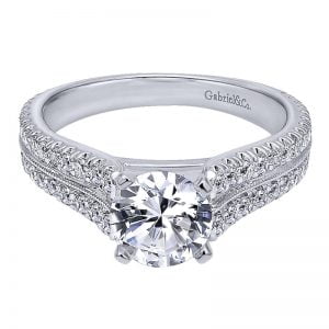 14k White Gold Diamond Straight Engagement Ring ER10283W44JJ