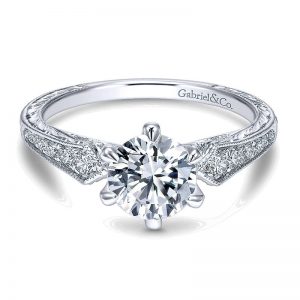 14K White Gold Diamond Straight 14K White Gold Engagement Ring ER11839R4W44Jj