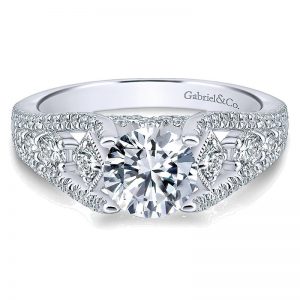 14K White Gold Diamond Straight 14K White Gold Engagement Ring ER12814R4W44Jj