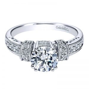 14k White Gold Diamond Straight Engagement Ring ER3700W44JJ