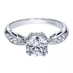 14k White Gold Diamond Straight Engagement Ring ER3740W44JJ