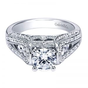 14k White Gold Diamond Straight Engagement Ring ER3877W44JJ