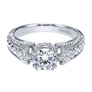 14k White Gold Diamond Straight Engagement Ring ER3879W44JJ