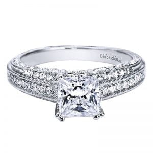 14k White Gold Diamond Straight Engagement Ring ER3893W44JJ
