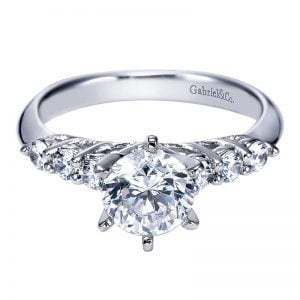 14k White Gold Diamond Straight Engagement Ring ER3957W44JJ