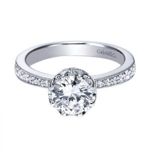 14k White Gold Diamond Straight Engagement Ring ER3977W44JJ