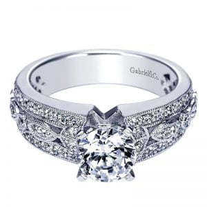 14k White Gold Diamond Straight Engagement Ring ER4310W44JJ