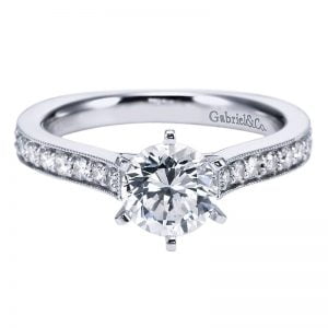 14k White Gold Diamond Straight Engagement Ring ER6654W44JJ